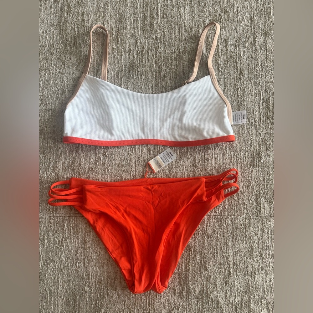 LSpace BRAND NEW White and Orange Bikini Set
